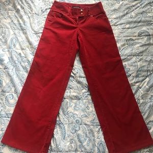 Red Corduroy Wide Leg Pants
